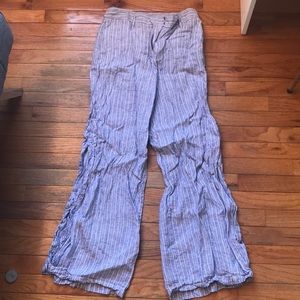 Anthropologie striped linen wide leg pants